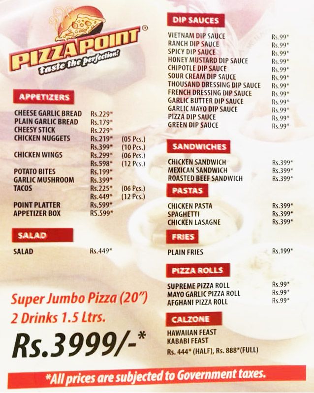 Pizza Point Gulshan-e-Iqbal Menu