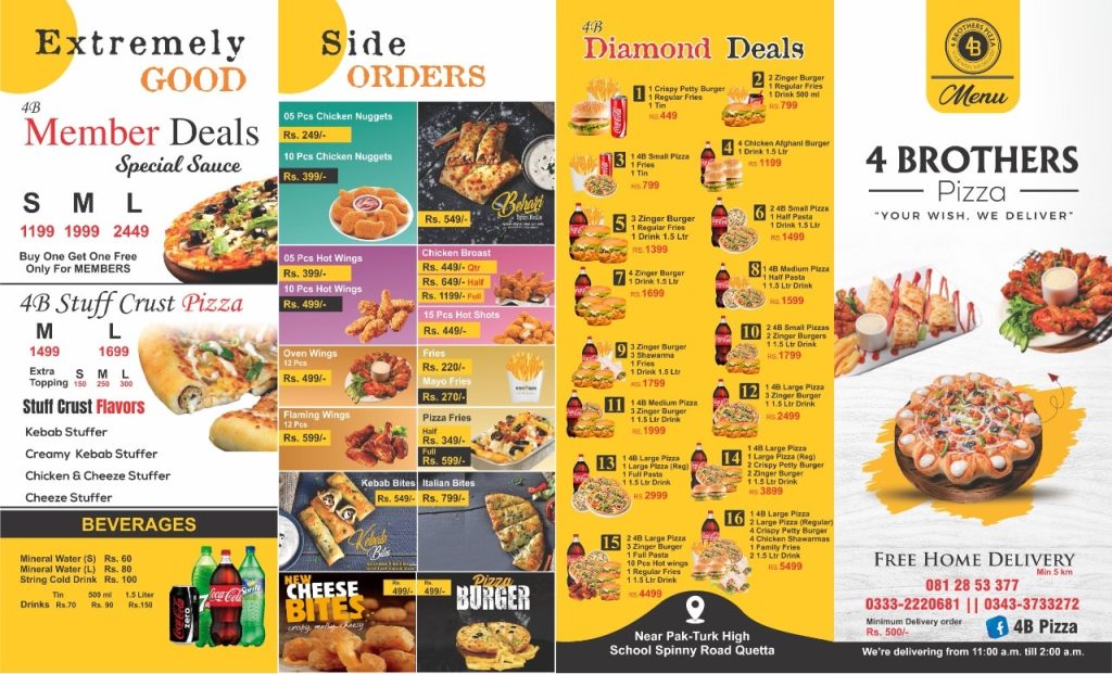 4 Brothers Pizza Quetta Menu Find Pizza Menu Pizza Deals and Prices around the globe