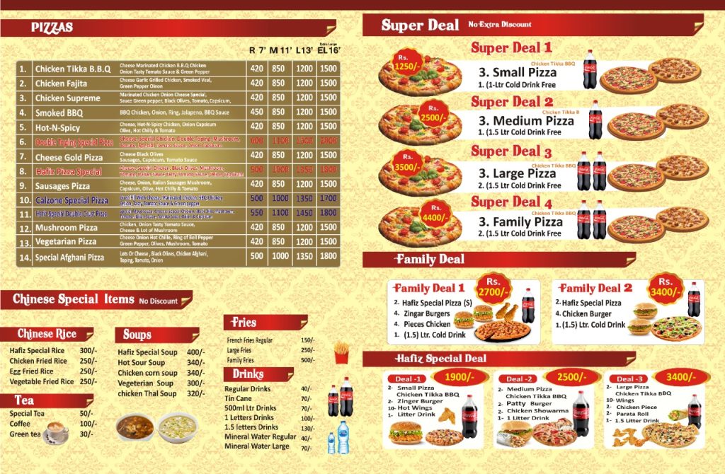 Hafiz Pizza Swat Menu Find Pizza Menu Pizza Deals and Prices around
